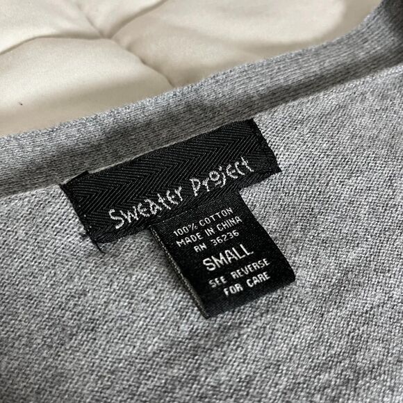 Y2K Vintage Gray Cropped Cardigan Sweater Puff Sleeves from Sweater Project - Picture 8 of 8